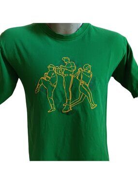 Vintage Men's T-shirt Small Y2K 00 Green Starter Baseball Pitcher Logo Graphic